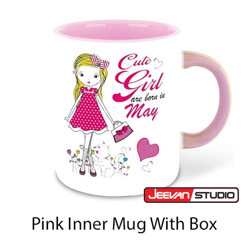 Pink inner color mug with box
